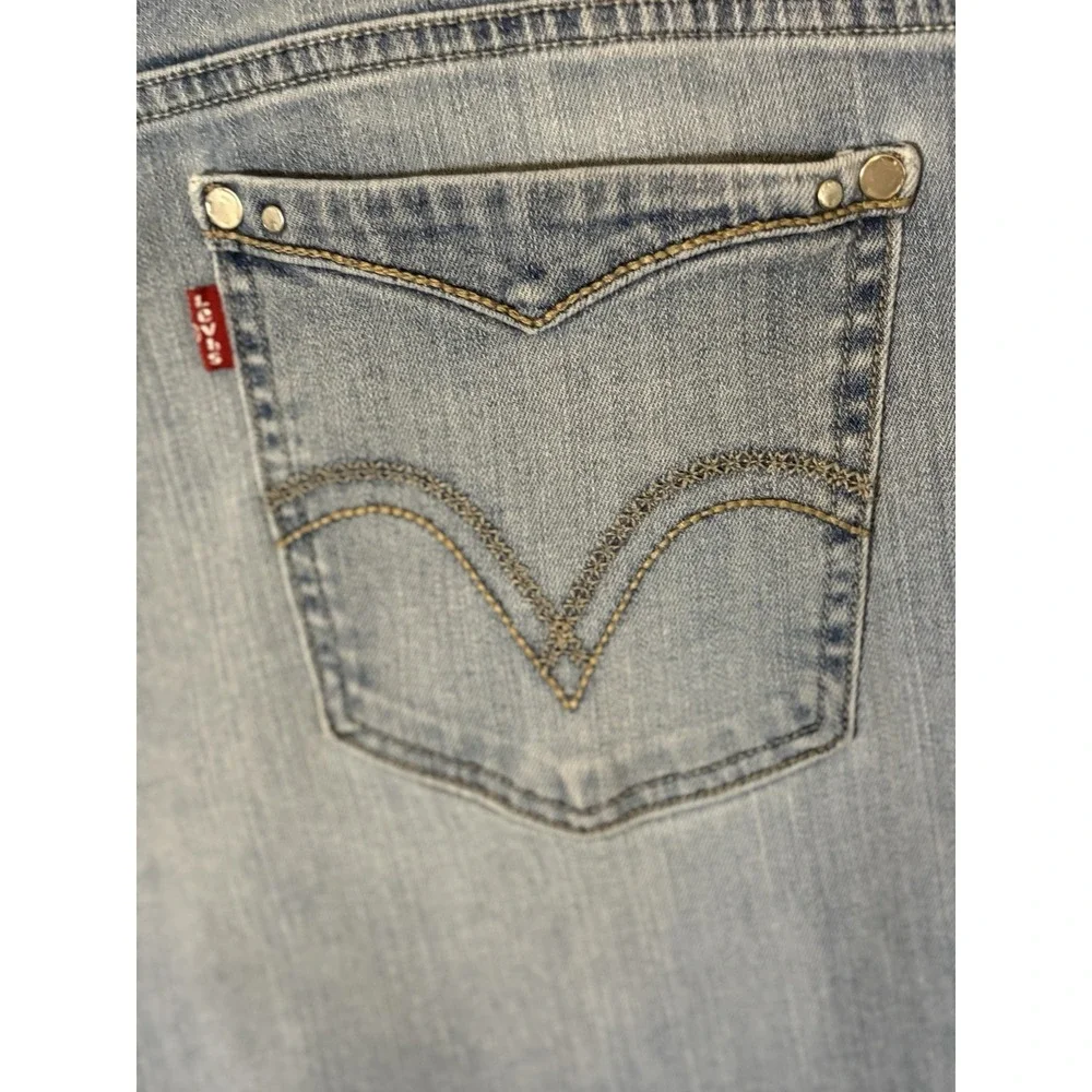 Levi's 505  Straight‎ Leg Crop  Blue Denim Jeans Medium Wash 5-Pocket Classic